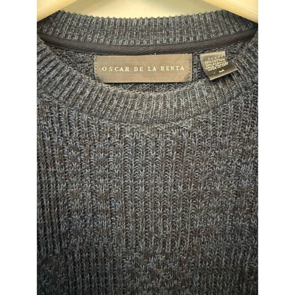 Oscar de la Renta Vintage Navy Textured Knit Sweater – Men’s Size M - Picture 1 of 4